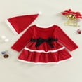 thumbnail image 2 of PENGXIANG Kid Noël Robe Col Rond Lettre Manches Longues Robe avec Ceinture Santa Chapeau, 2 of 6