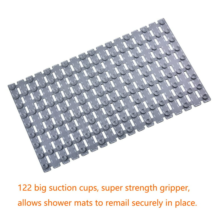 KMAT Non Slip Bathtub Mats for Shower Tub with Suction Cups and Drain  Holes,Bathmat (BPA, Latex, Phthalate Free)-Grey