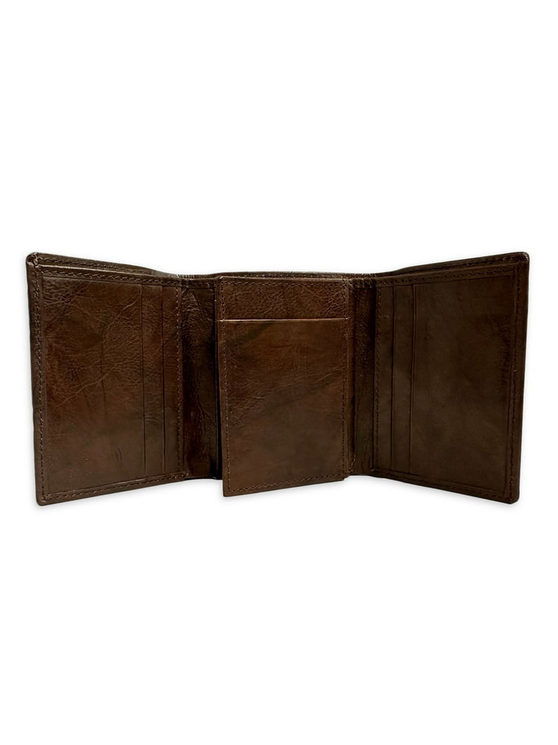 George Men's Crunch Trifold Leather Wallet with Flip ID, Bill