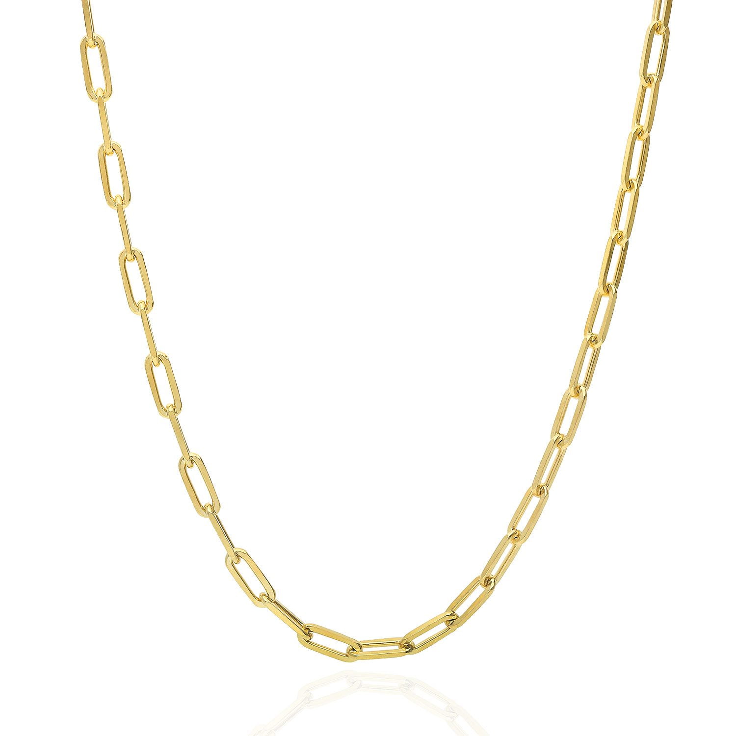 Paperclip Chain Necklace 14K Gold Plated Sterling Silver 2.5MM 5.5MM