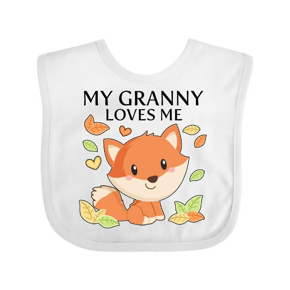 Inktastic My Granny Loves Me- Little Fox Boys or Girls Baby Bib