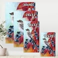 thumbnail image 4 of Designart ' Close Up Little Gray Bird On Red Autumn On Blueberry Twig ' Traditional Canvas Wall Art Print, 4 of 4