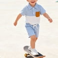 thumbnail image 6 of Baby Boy Outfits Patchwork Print Lapel Short Sleeve Polo Shirt Top And Shorts 2 Piece Casual Wear Boys' Clothing Sets Size 12-18 Months, 6 of 6