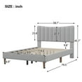 thumbnail image 4 of Full Size Upholstered Platform Bed Frame with Vertical Channel Tufted Headboard, Modern Linen Fabric Full Bed Frames with Wood Slats Support,No Box Spring Needed,Gray, 4 of 8