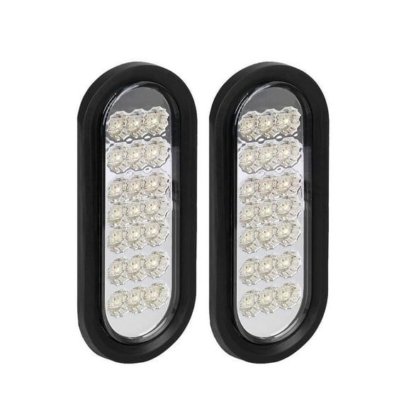 NPAUTO 2Pcs 6" Oval Trailer Backup Lights White 21 LED Trailer Reverse Fog Lights for RV Truck Boat Trailer Waterproof [Grommet & Plug]