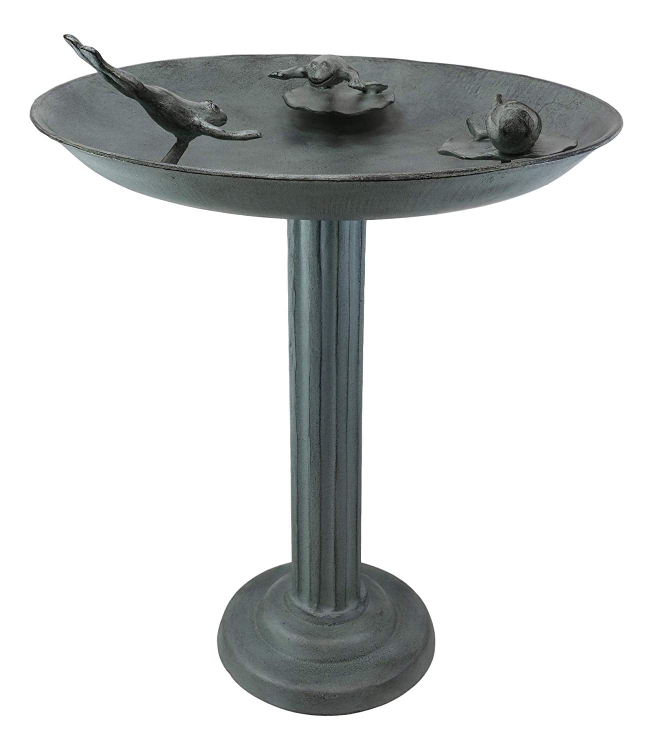 Ebros 26" Tall Aluminum Metal Trio Diving Frogs in Pond Plunge Party Garden Bird Feeder Or Bath Statue
