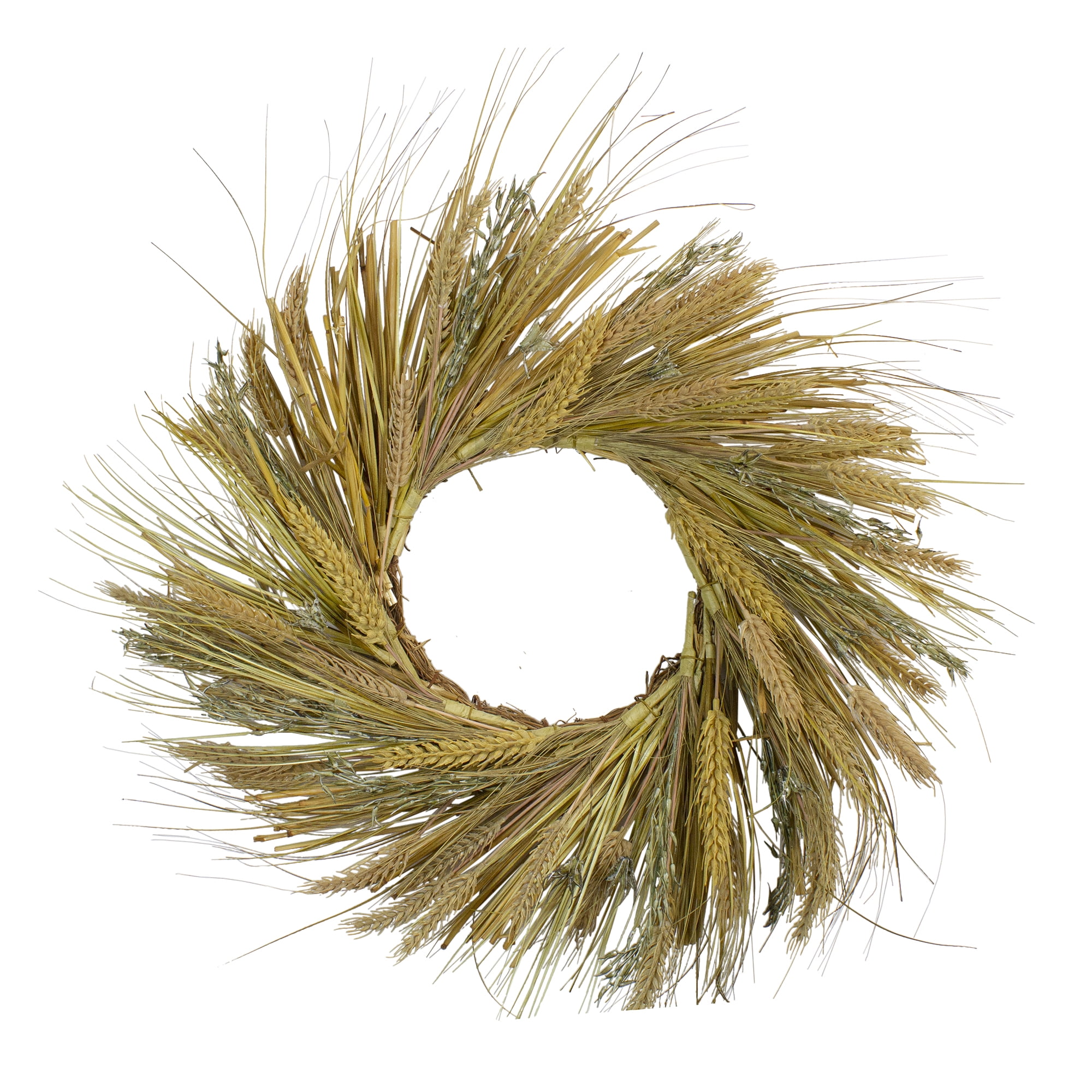 Wheat And Straw Stalks Artificial Wreath Brown 22 Inch Walmart Com Walmart Com