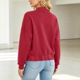 thumbnail image 6 of Women's Fleece Zip Up Jacket - Casual Long Sleeve Bomber Jacket With Ribbed Cuffs & Hem For Fall Winter Outerwear Wine XL, 6 of 7