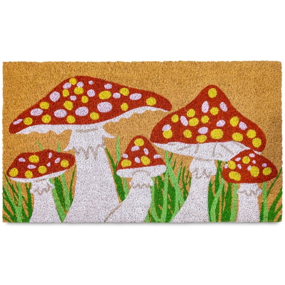 Welcome Mushroom Doormat 30x17 Inch, Spring Outdoor Welcome Mat for Outside
