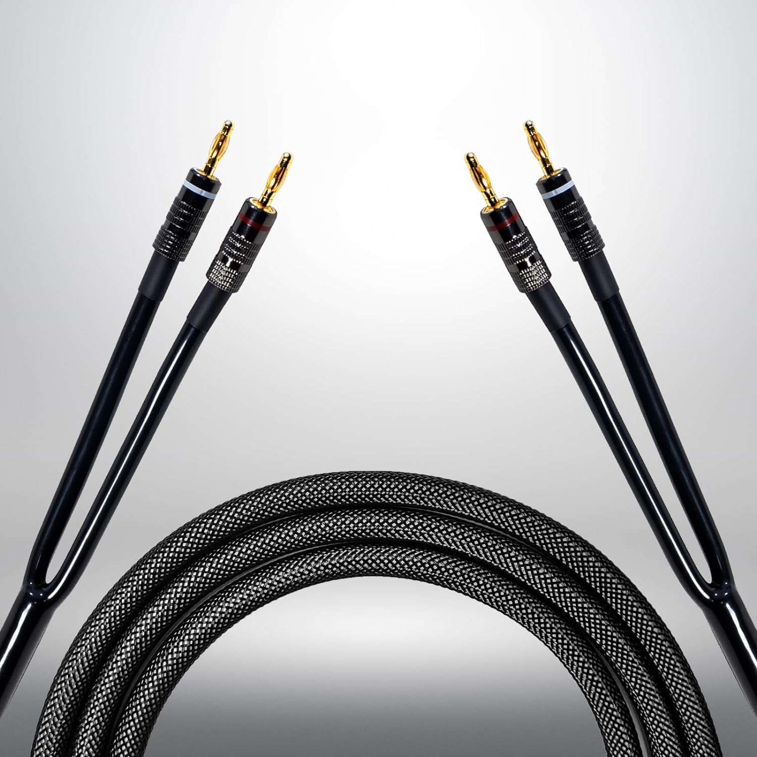 Meamaz 10FT 2 Male-to-Male Connectors Banana Plugs, Hi Fi Speaker Wire, Electrical OFC 12 Gauge Wire 100% Copper Audio Cable,1 Pack