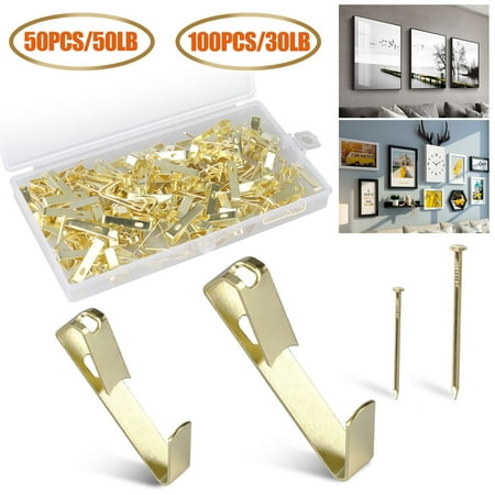 

Picture Hanging Hook Kit 30lbs Photo Picture Frame Hangers Hanging Hooks with Nails Picture Hanger Hooks Heavy Duty Wall Hook for Hanging Picture 100pcs