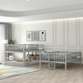 thumbnail image 4 of Triple Bunk Bed Full over Full over Full, Convertible into 3 Full Beds, or 1 Bunk Bed & 1 Platform Bed, Wood Triple Beds Frame with Slide, Ladders and Guardrail, No Box Spring Needed, Gray, D3849, 4 of 10