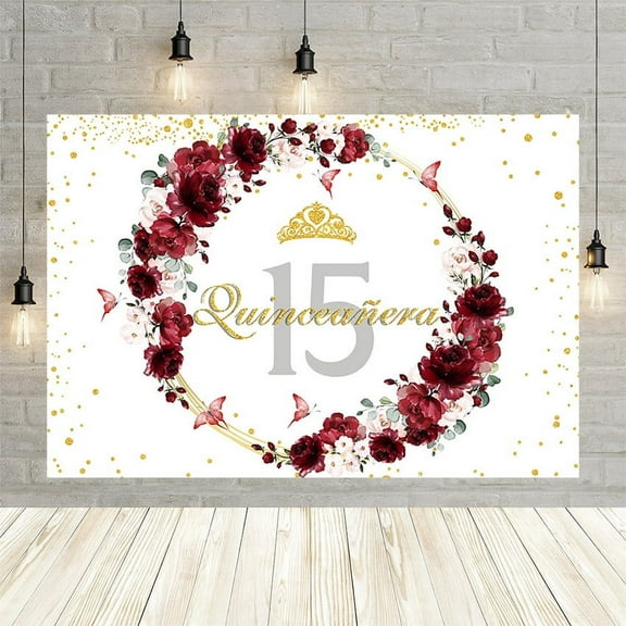 Mehofond Girl Happy 15th Birthday Party Backdrop Florals Gold Dot Photography Background Props Photo Wallpaper Banner Photoz