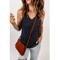 thumbnail image 3 of ABPHQTO Camiseta sin mangas negra con cuello en V y espalda cruzada para mujer con bolsillo, 3 of 5