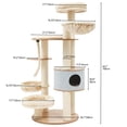 thumbnail image 7 of Dextrus Modern Tall Cat Tree, 66.1 Inches Wood Cat Tower Heavy Duty with Condo, 2 Basket, Scratching Post, Removable Pads, Multi Level for Indoor Large Cats, 7 of 7