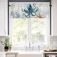thumbnail image 5 of Teal Turquoise Octopus Valances for Windows Summer Ocean Coastal Marine Life Nautical Rod Pocket Curtain Valance Window Treatment Short Curtains for Kitchen Living Room, 58"x16", 5 of 5