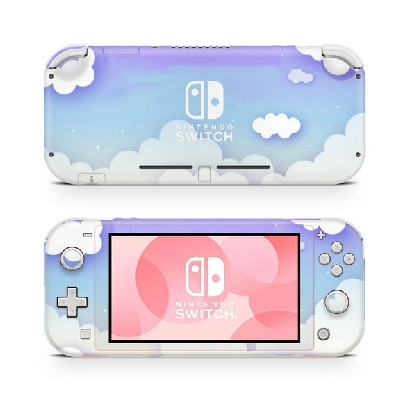 ZOOMHITSKINS Nintendo Switch Autocollants en Vinyle de Peau Lite, Couleur Pastel Lite Bleu Mauve Violet Nuages Blancs Ciel Dessin Animé Kawaii Mignon, de Haute Qualité, Durable, Sans Bulles, Sans Goo, Fabriqué au Canada