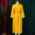 thumbnail image 3 of Womens Elegant Pleated Long Dresses Fall Lantern Flowy Swing Pleated Maxi Dress, 3 of 8