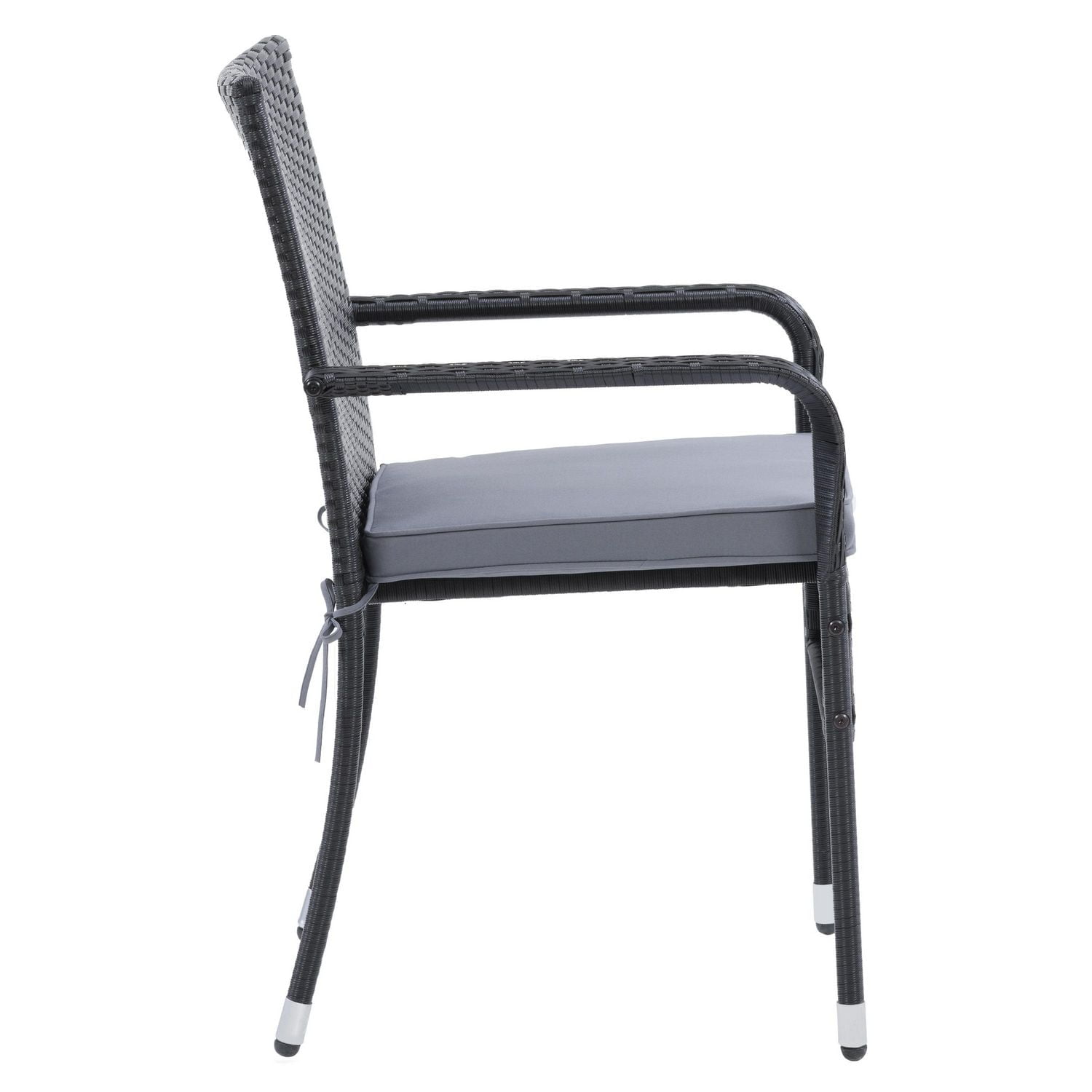 Ensemble de fauteuils de jardin Parksville empilables - fini noir / coussins gris cendre 2pc