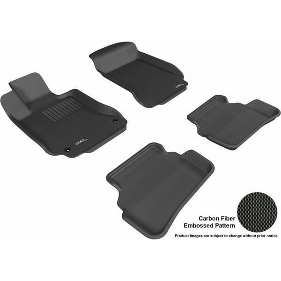 3D MAXpider 2008-2014 Fits Mercedes-Benz C Class W204 Sedan Kagu 1st Row 2nd Row Black Carbon Fiber Embossed Pattern Floor Mat L1MB00901509