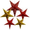 Just Artifacts 5pcs Star Paper Lanterns (Color: Red/Gold)