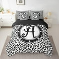 thumbnail image 2 of Feelyou Bowknot Letter A Twin Bedding Sets 7-Piece for Child, Leopard Cheetah Print Bedding Comforter Set, Modern Fashion Style Reversible Sheet Sets, Microfiber Bedroom Decor, 2 of 8