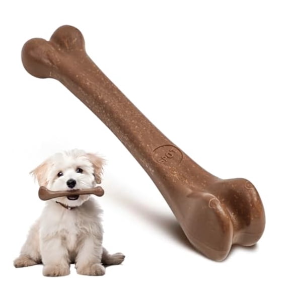 Bam-Bones Bone - Made with Strong Bamboo Fiber, Durable Long Lasting Dog Chew for Light to Moderate Chewers, Great Toy for Adult Dogs and Puppies Under 25lbs, 5.75in, Flavor