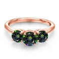 thumbnail image 3 of Gem Stone King 18K Rose Gold Plated Silver Green Mystic Topaz Engagement Ring for Women | 2.10 Cttw | Round 6MM | Gemstone November Birthstone | Size 5, 3 of 6