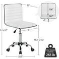 thumbnail image 2 of XPOPR PU Leather Low Back Armless Desk Chair Ribbed Armless Swivel Task Chair Office Chair Wheels White, 2 of 11