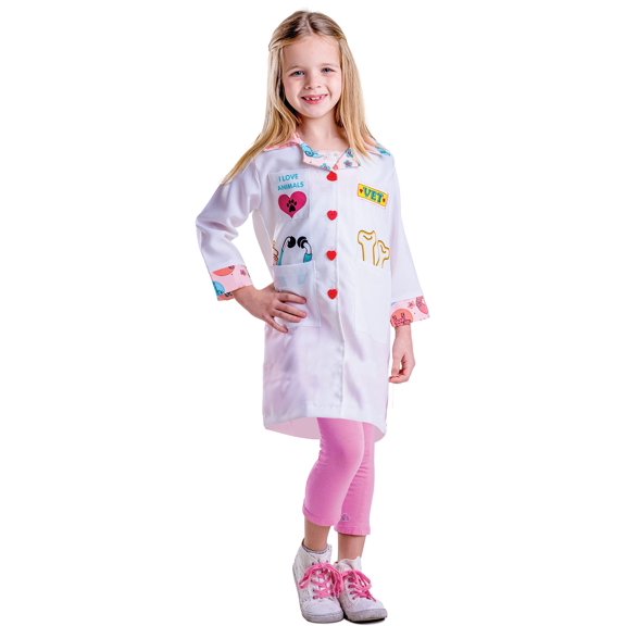 Costume Dress Up America Veterinary para niñas, bata de laboratorio veterinario