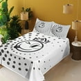 thumbnail image 2 of Ambesonne Emoji Fitted & Top Sheet Set with Shams, Neutral Winking Funny Face, White Dark Grey, 2 of 5