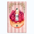 thumbnail image 1 of Metal Light Switch Plate Cover French Raspberry Cake Pink Stripes CAK046, 1 of 13