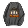 thumbnail image 4 of Solthread Halloween Womens Ghost Sweatshirt Hangin With My Boos Three Ghosts And Pumpkins Graphic Print Long Sleeve Pullover for Autumn Travel and Festive Gatherings Tops, 4 of 5