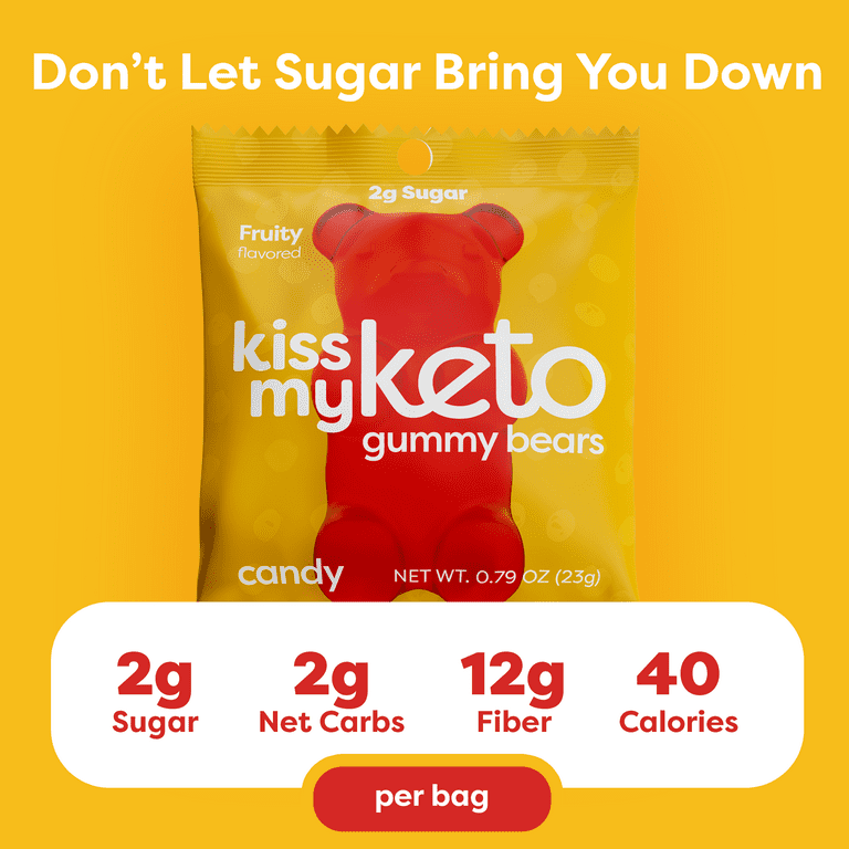 Kiss My Keto Gummies Candy – Low Carb Candy Gummy Bears, Keto Snack Pack –  Healthy Candy Gummys – Sugar Free Gummy Bears, Keto Gummy Bear Candy – Keto