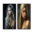 thumbnail image 2 of Designart "Sultry Secrets Sensuous Boho Beauty VI" Boho Woman Framed Wall Art Set Of 2 - Glam Blue Framed Canvas Set For Living Room Decor, 2 of 6