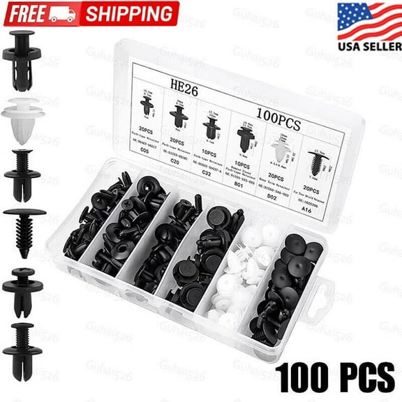 100PACK Bumper Clips Retainer Rivet FENDER TRIM Car Auto Push Pin FASTENER PANEL