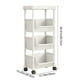 thumbnail image 3 of Carrito de almacenamiento con ruedas de 4 niveles, organizador multifuncional para el hogar y la oficina, estantería de plástico con cestas y ganchos, blanco, rosa y gris, 93 x 35 x 26 cm, 3 of 6