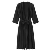 SHOPESSA Plus Size Clothes for Women Women's 4/3 Sleeve V-neck Lightweight With Belt Long Robe Bathrobe Sleepwear