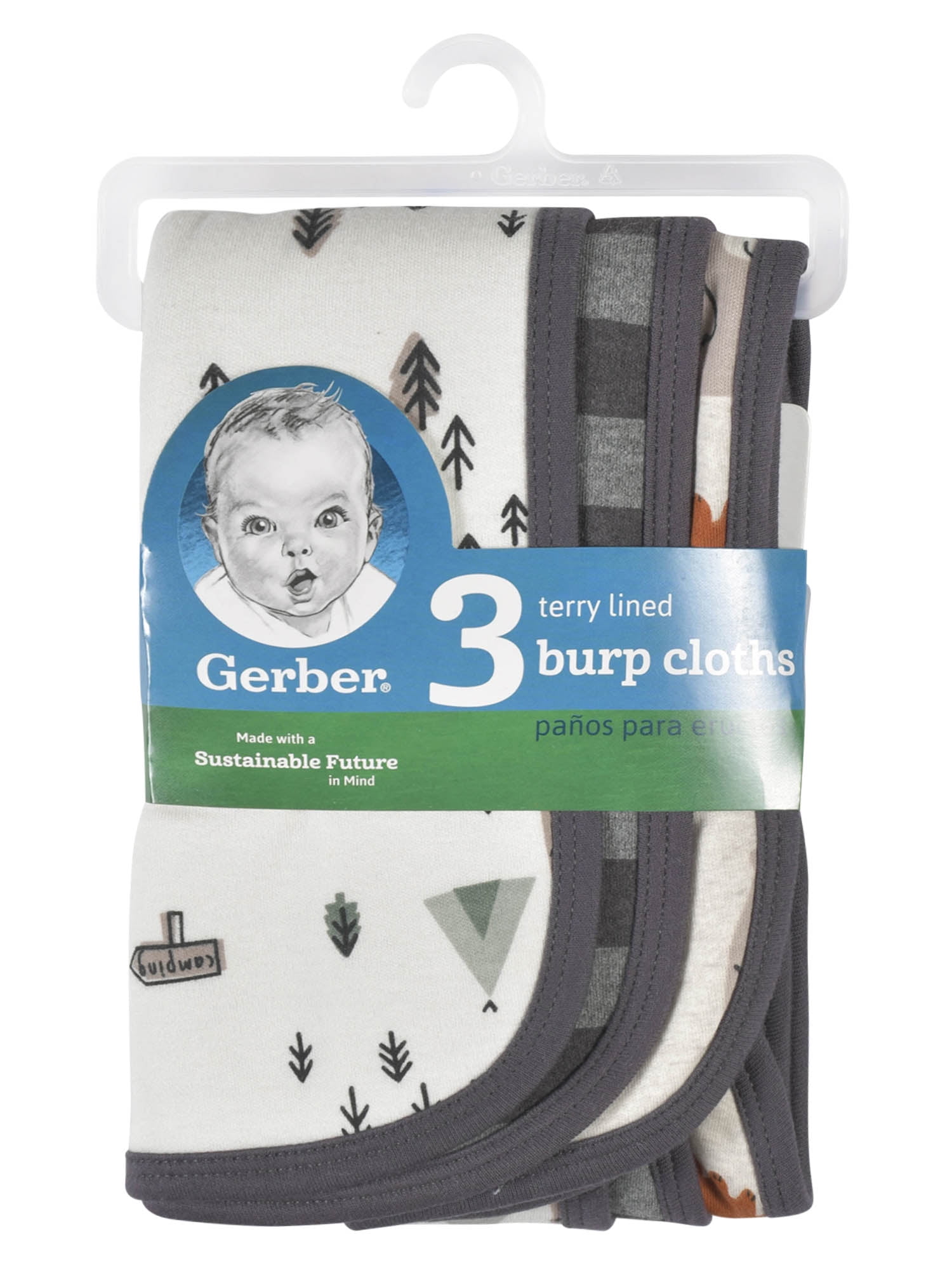 Gerber Cotton Burp Cloth, 3pk Unisex