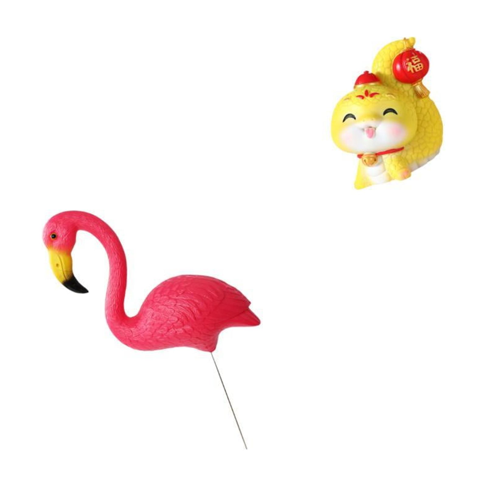 simhoa Flamingo and Snake Garden Figurine Sculpture for Holiday Spring Fairy Yard Art Ornament Tabletop Centerpiece Shelf Decor