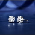 thumbnail image 2 of JeenMata 4 Prong 0.5 Carat Round Shaped Moissanite Solitaire Stud Earrings in 18k White Gold Plating for Women, 2 of 7