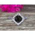 thumbnail image 2 of Cushion Cut 1.55 Carat Vintage Floral Black Diamond Moissanite Engagement Ring On 10k White Gold Anniversary Gift Personalized for Brides, 2 of 5