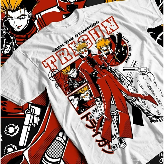 Trigun Vash The Stampede Moon T-shirt, Anime Manga Tee, Japanese Funny Shirt,