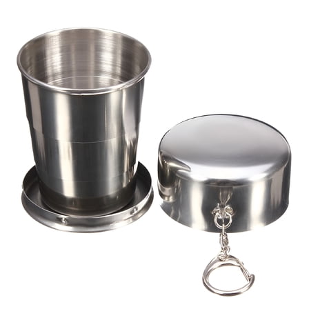 ACDANC 75ml/150ml/250ml Portable Retractable Cup Stainless Folding Cup Collapsible Outdoor Camping Mug Water Drinking Cup 250ml