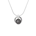 thumbnail image 2 of Delight Jewelry Silvertone Antiqued Round Seal - Initial - H - Gymnastics Ring Charm Necklace, 18", 2 of 4