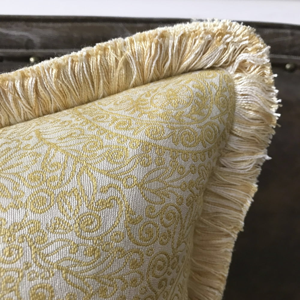 Pale Yellow Paisley Brush Fringe Edge Decorative Pillow Cover Walmart