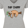 thumbnail image 4 of Inktastic Nap Champ Cute Sleeping Sloth Women's V-Neck T-Shirt, 4 of 5