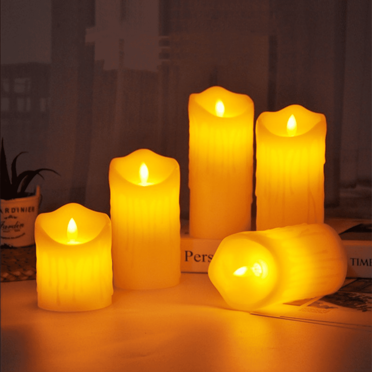 Flameless Candle LED Candle Light ,5pcs Swing Cylindrical Needs Battery