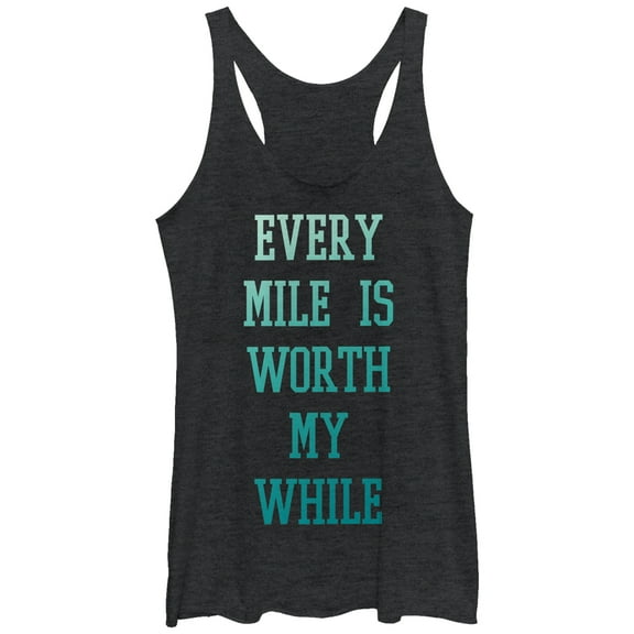 Women's CHIN UP Every Mile Worth My While  Racerback Tank Top Black Heather X Large