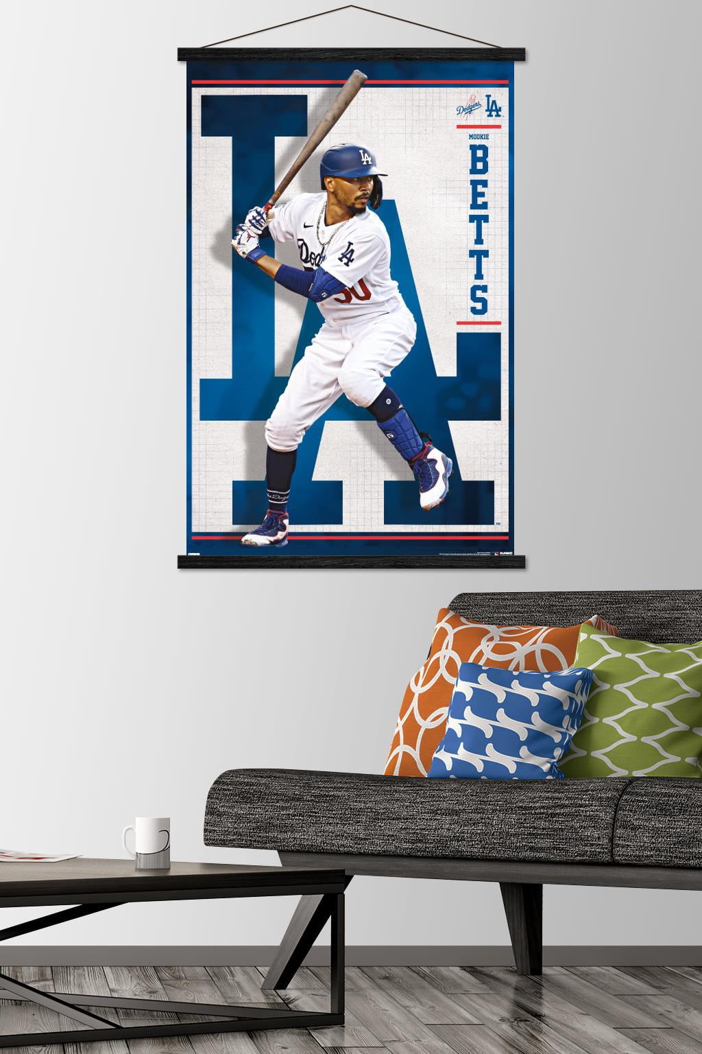 MLB Los Angeles Dodgers - Mookie Betts 22 Wall Poster with Magnetic Frame, 22.375" x 34"